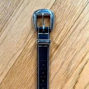 Esprit Studded Vintage Leather Western Belt with Silver Hardware